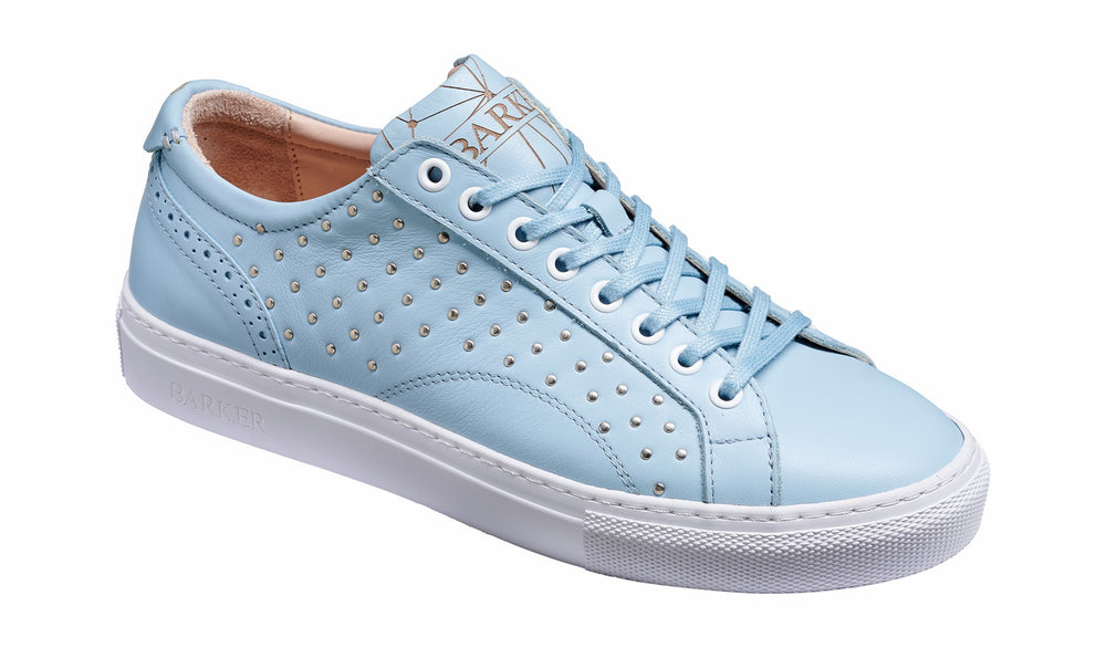 Isla - Pale Blue Calf / Studs Rubber Cup Sole Women Sneaker | Barker Shoes