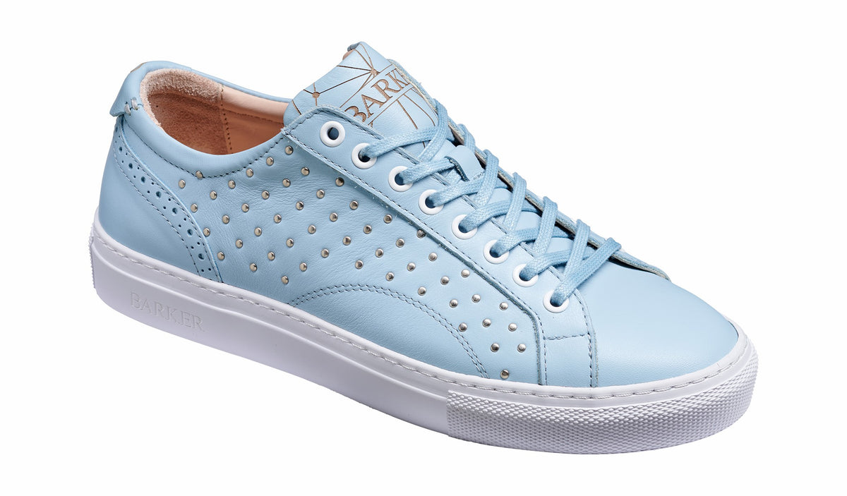 Isla - Pale Blue Calf / Studs Rubber Cup Sole Women Sneaker | Barker Shoes