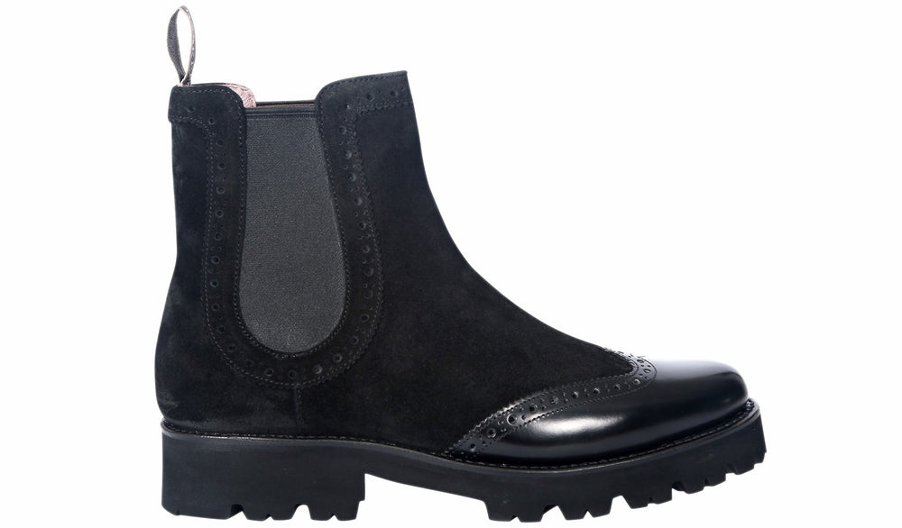 Jessie - Black Suede / Black Polish Wing | Barker Shoes