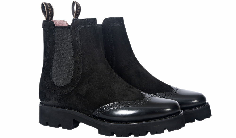 Jessie - Black Suede / Black Polish Wing | Barker Shoes