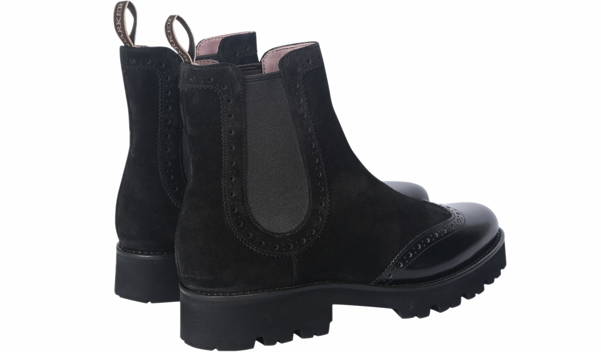 Jessie - Black Suede / Black Polish Wing | Barker Shoes
