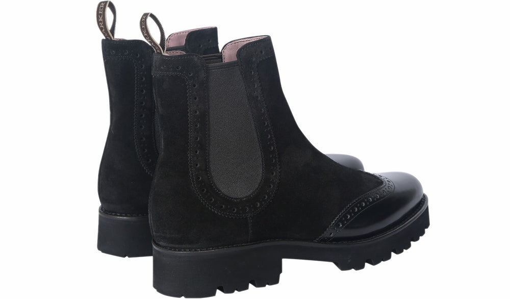 Jessie - Black Suede / Black Polish Wing | Barker Shoes